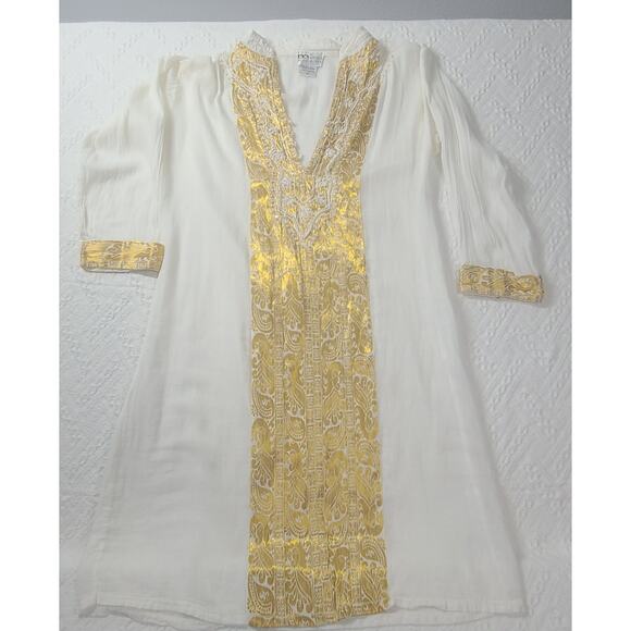 Manima Styled in Italy Gold & Embroidered Ethnic Tunic Kurta Beautiful detailing - Picture 3 of 10